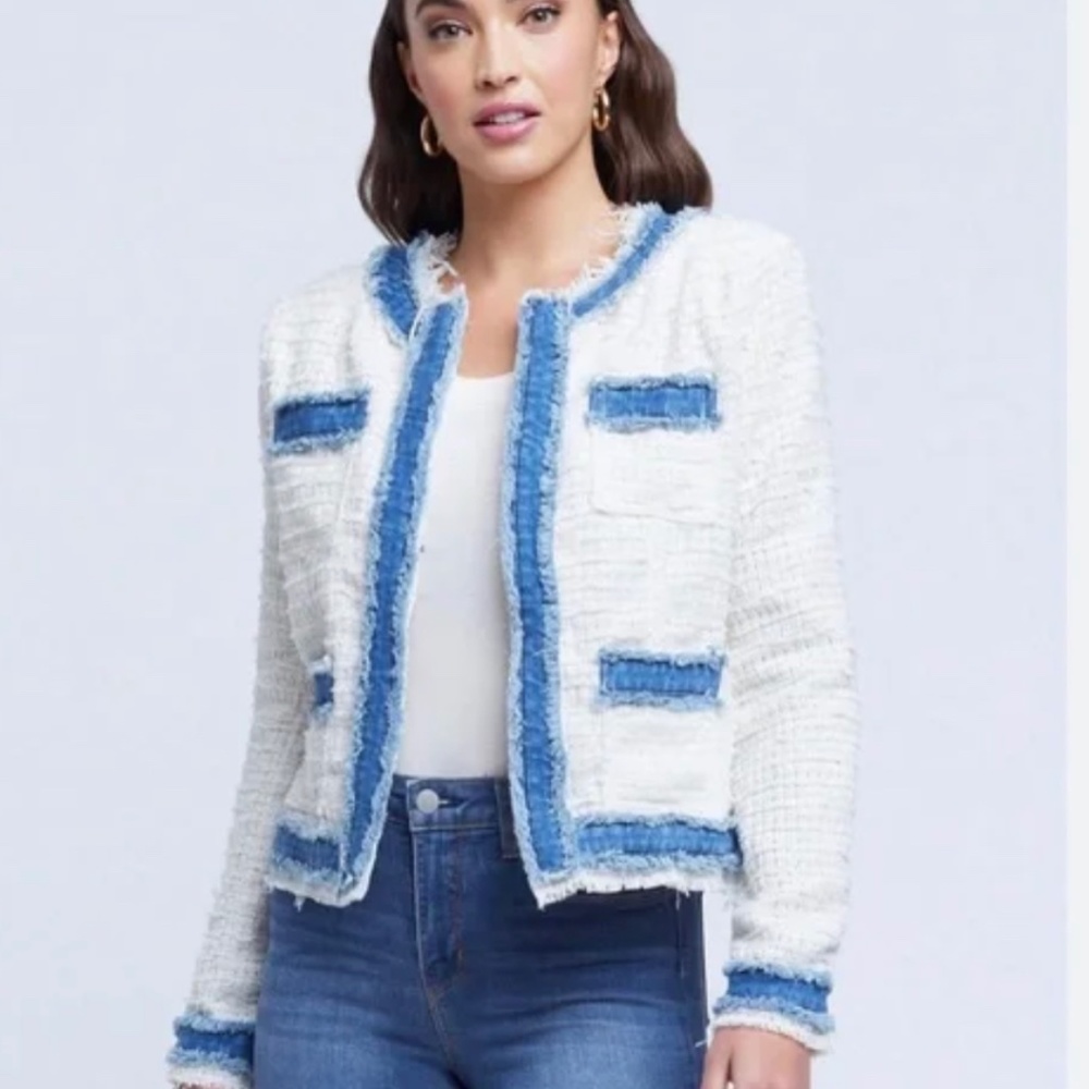 L’AGENCE AGNES TWEED AND DENIM JACKET 💙